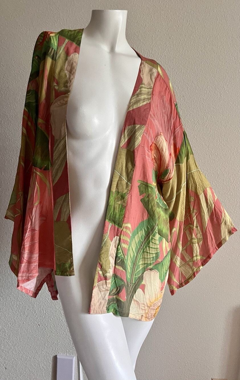 Powder Kimono Delicate Tropical Jacket In Candy One Size Medium Shorts Set